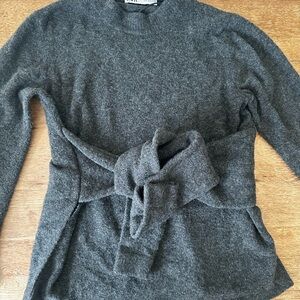 Zara Gray Turtleneck Sweater with Belt